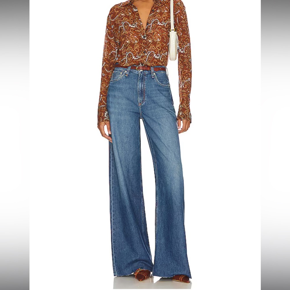 rag & bone sofie wide leg blue denim